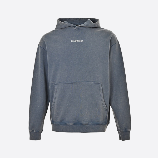 Balenciaga Embroidered Lettering Washed Hooded Sweatshirt