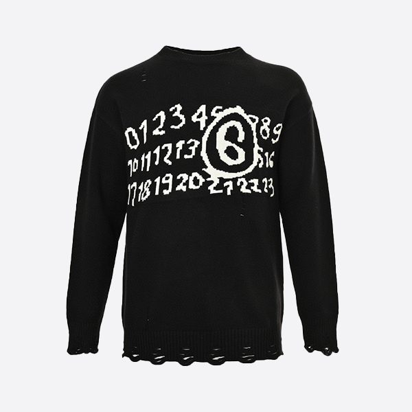 Maison Margiela Digitally Distressed Knit Crew Neck Sweater