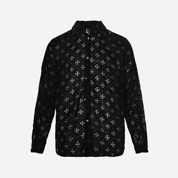 Chrome Hearts Sanskrit Custom Woven Black Velvet Long Sleeve Shirt