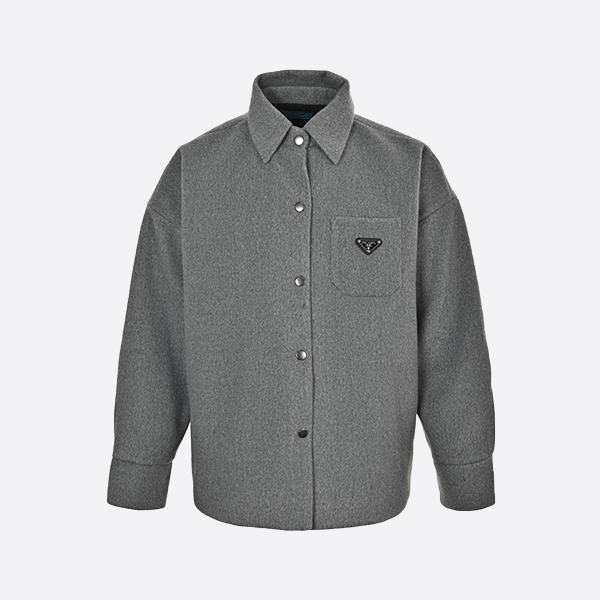 Prada Cashmere Triangle Logo Shirt Jacket