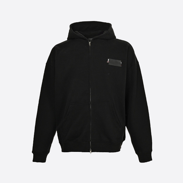Balenciaga Covered Cork Lamination Embroidered Zip-Up Hooded Jacket