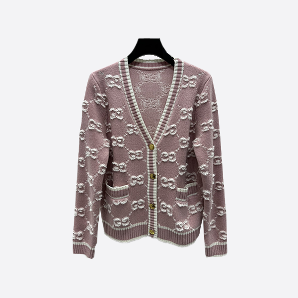 Gucci Jacquard Knit V-Neck Cardigan