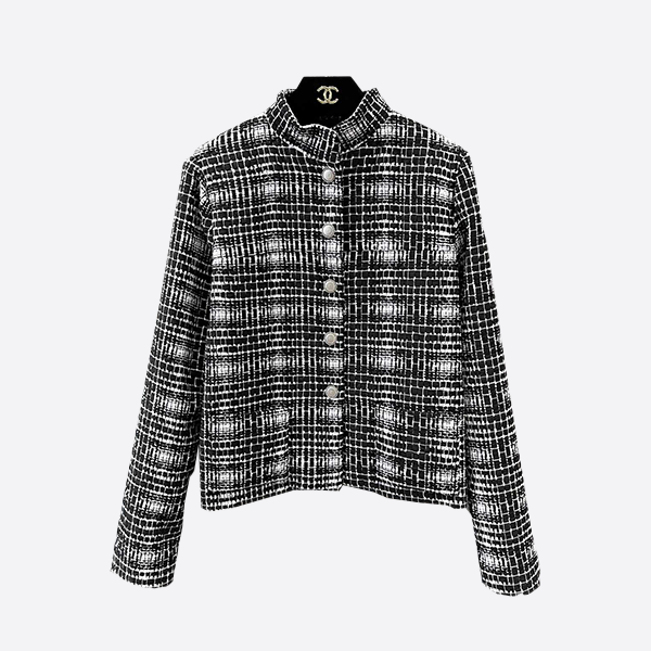 Chanel stand-collar tweed dress jacket