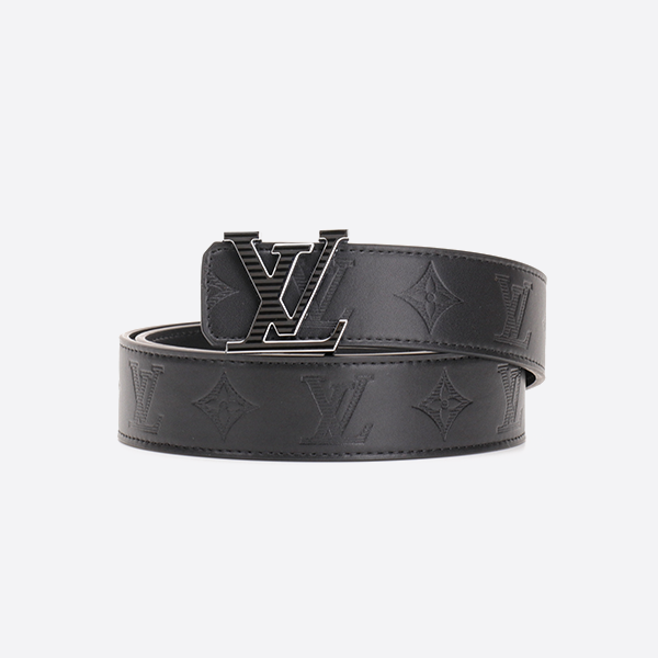 Louis Vuitton LV Shiny Black Logo Belt Buckle Monogram Belt