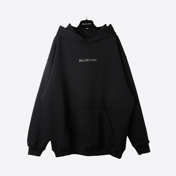 Balenciaga front and back lettering rhinestone hoodie 24ss