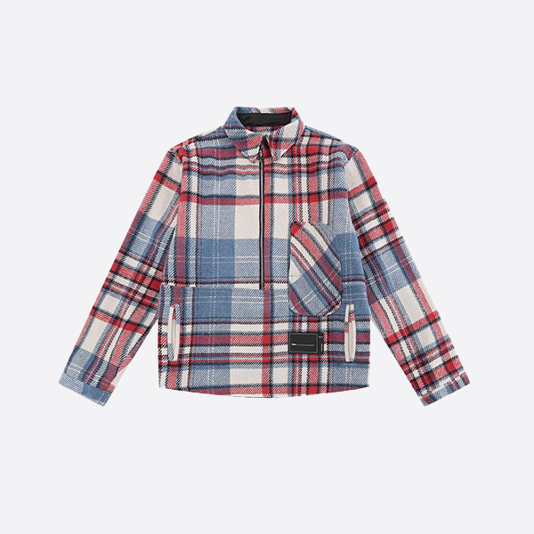 We11 Done Red and Blue Plaid Jacket