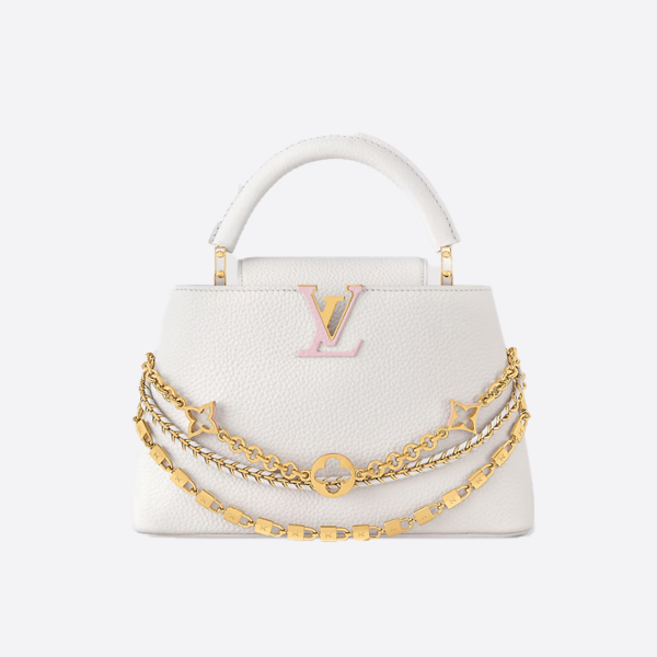 Louis Vuitton Capucines White & Pink 3-in-1 Chain Bar Handbag M12279