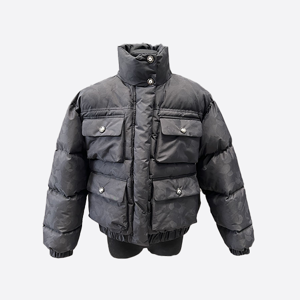 Chanel Camellia Print Stand Collar Down Jacket