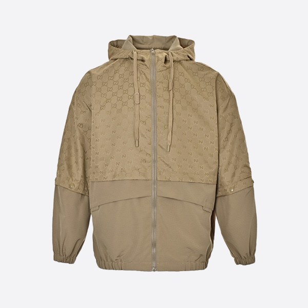 Gucci Patchwork Monogram Hooded Trench Coat