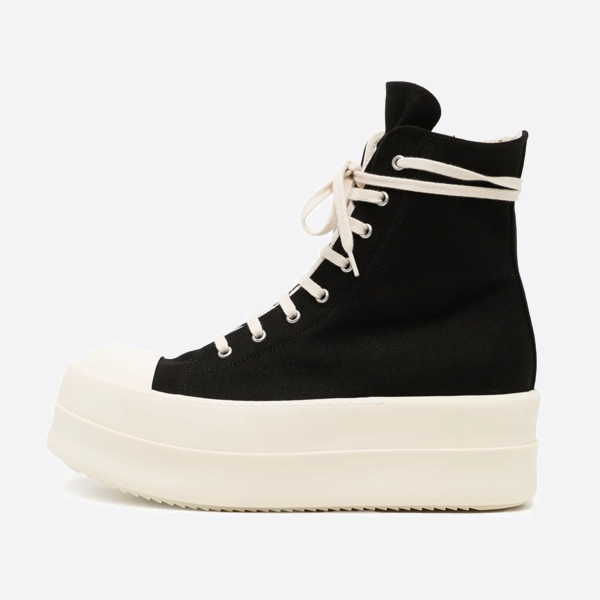 Rick Owens Platform High-Top Canvas Shoes with Side YKK Zipper (Product Code: 21243194)
