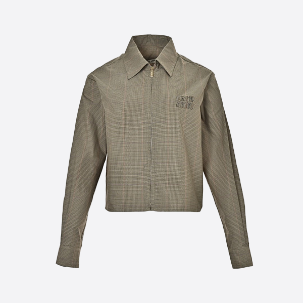Miu Miu 2025 Spring/Summer Fine Check Zip-Up Shirt Jacket