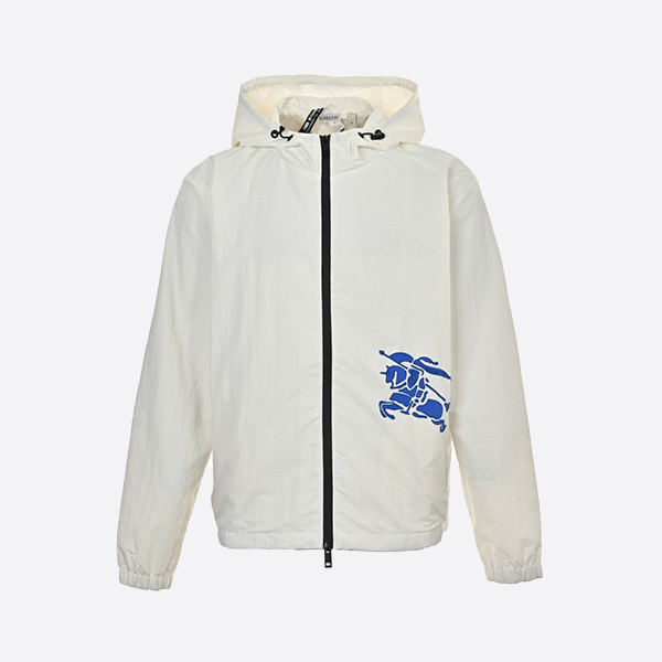 Burberry Woven Horse Zip-Up Jacket in White