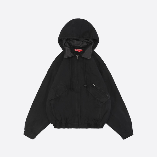 Supreme Leather Collar Utility Jacket in Black