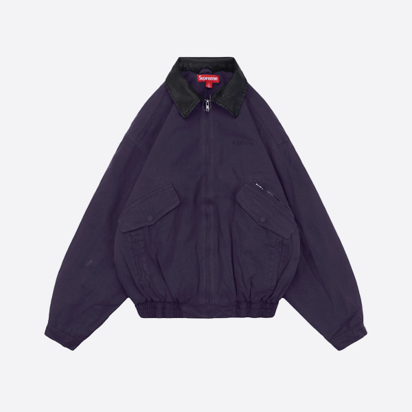 Supreme Leather Collar Utility Jacket in Purple