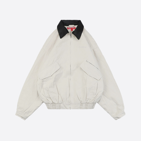 Supreme Leather Collar Utility Jacket in White