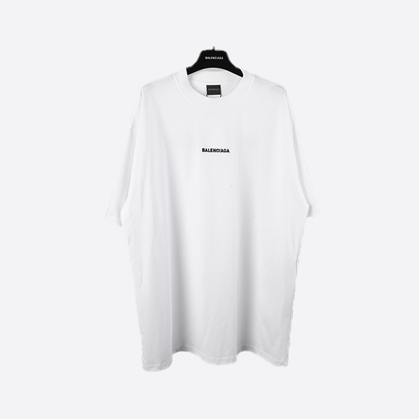 Balenciaga Short Sleeve White Embroidered Lettering on Front and Back