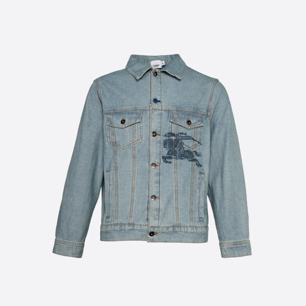 Burberry War Horse Print Patch Vintage Washed Denim Jacket