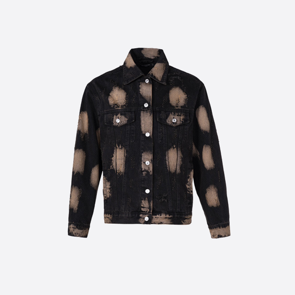 Balenciaga's latest spring/autumn washed retro eroded mud-dyed distressed hole denim jacket coat