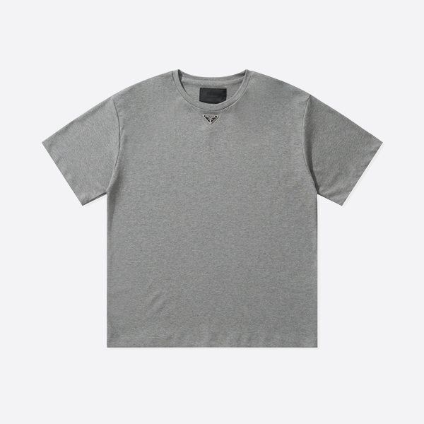 Prada 25ss triangular logo on chest, mercerized cotton short sleeves