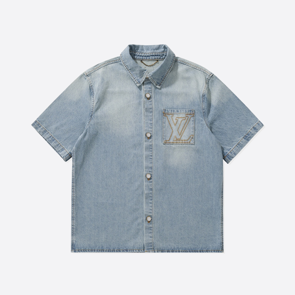 Louis Vuitton 2025 Spring/Summer Pocket Embroidered Denim Short Sleeve Shirt