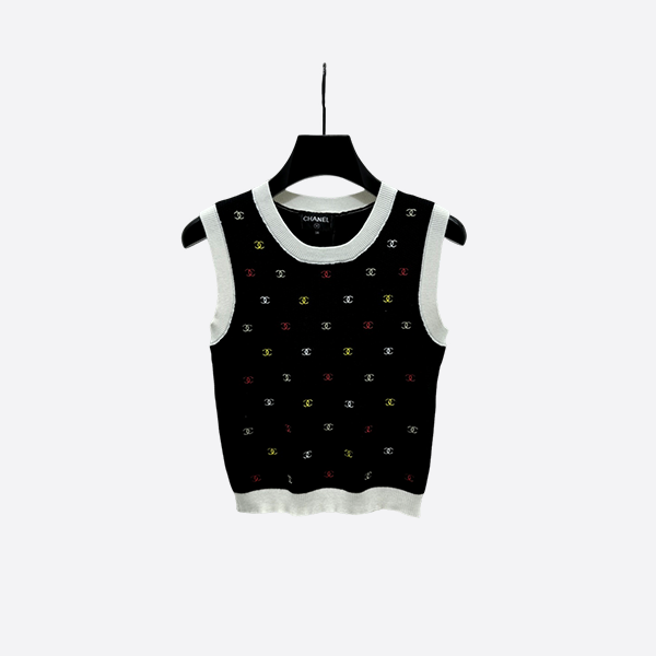 Chanel Colorful Embroidered Double C Knitted Vest