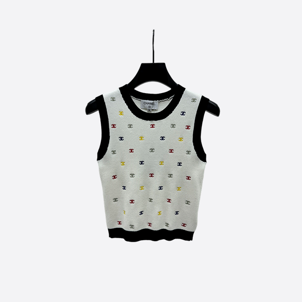 Chanel Colorful Embroidered Double C Knitted Vest