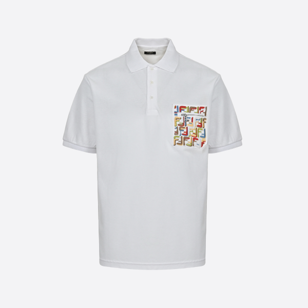 Fendi FF embroidered pocket zipper Polo short sleeve