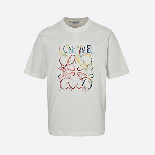 Loewe 25ss colorful tassel embroidered short sleeves