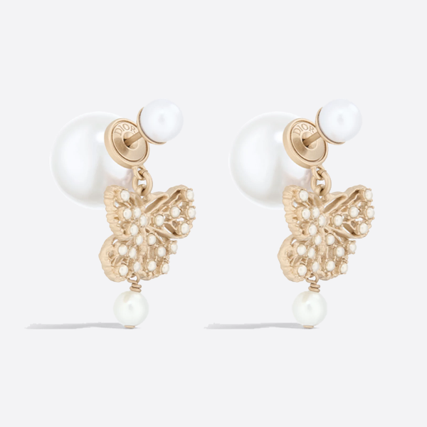 Dior large and small beads hollow butterfly earrings E3937WOMRS_D301