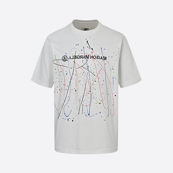 Margiela 25ss line ink graffiti print short sleeves White