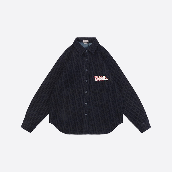 DIOR AND KAWS Overshirt Blue Cotton-Blend Denim