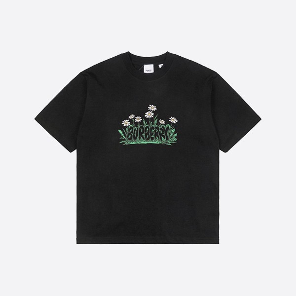 Burberry Daisy Logo Cotton T-shirt in Black