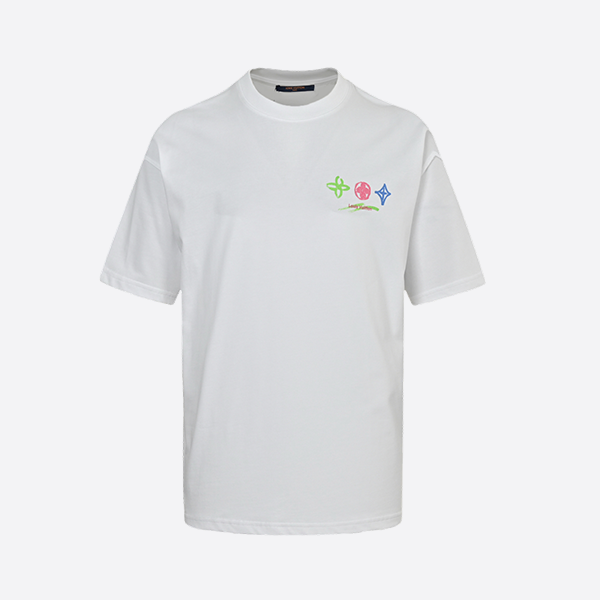 Louis Vuitton 25ss crayon hand-painted graffiti large logo short sleeve