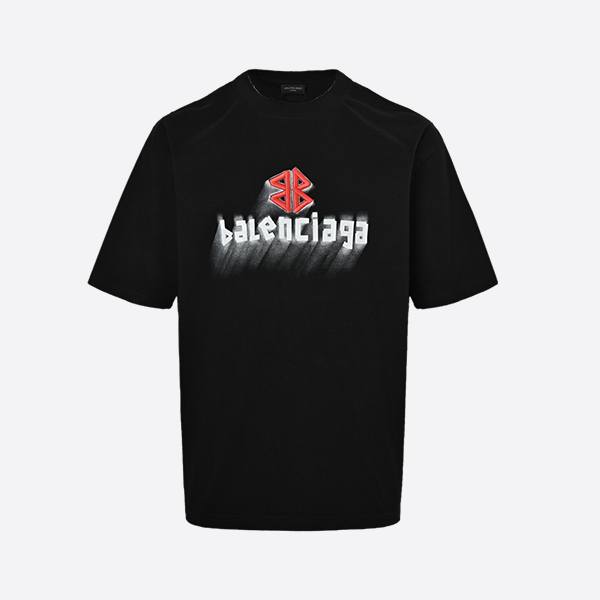 Balenciaga 25ss double B embroidery and 3D inkjet logo ripped short sleeves