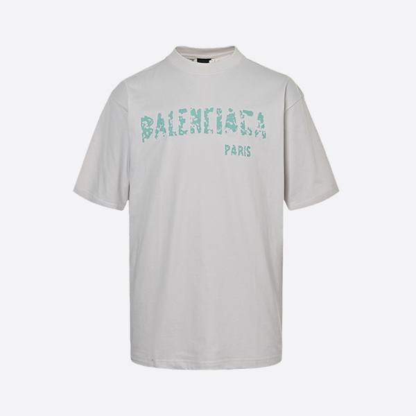 Balenciaga Blurred Print Round Neck Short Sleeve
