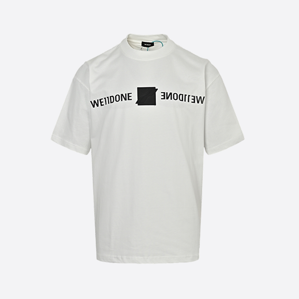 We11 Done Silicone Leather Label Printed Short Sleeve White