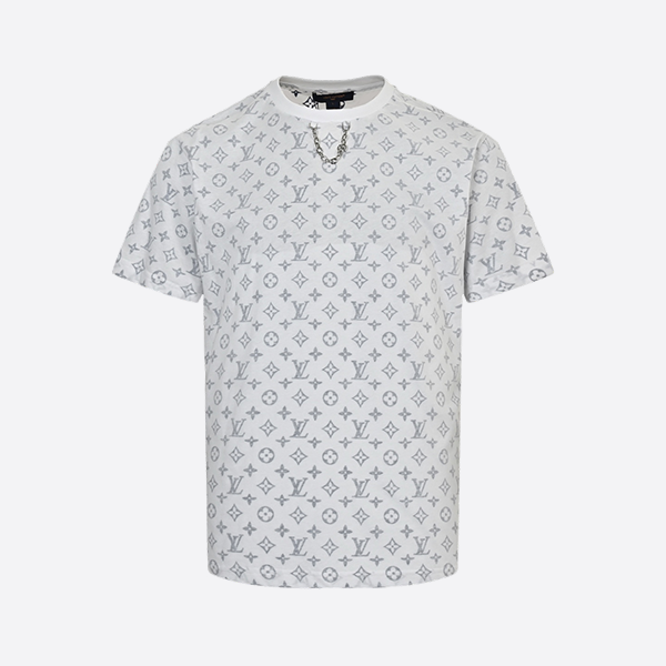 Louis Vuitton Collar Chain Full Print Round Neck Short Sleeve
