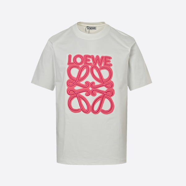 Loewe fluorescent pink logo embroidered short sleeves