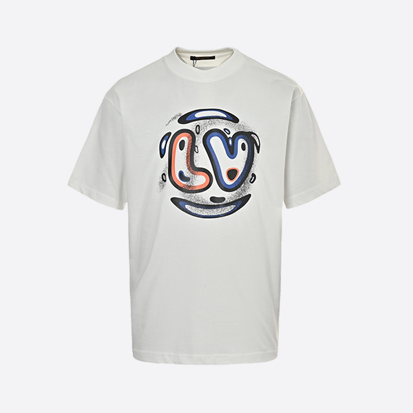 Louis Vuitton 25ss rainbow lettering short sleeve