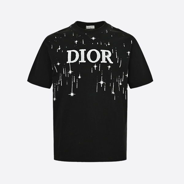 Dior 24ss toothbrush embroidered letters shooting star print short sleeves