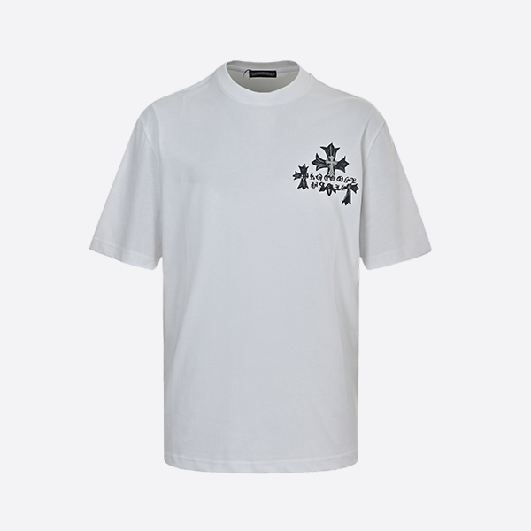 Chrome Hearts 25ss Sanskrit cross hand-painted distressed print short sleeves