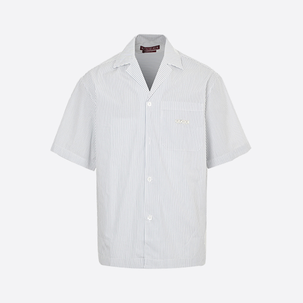 Gucci 25ss laser logo vertical stripe short sleeve shirt