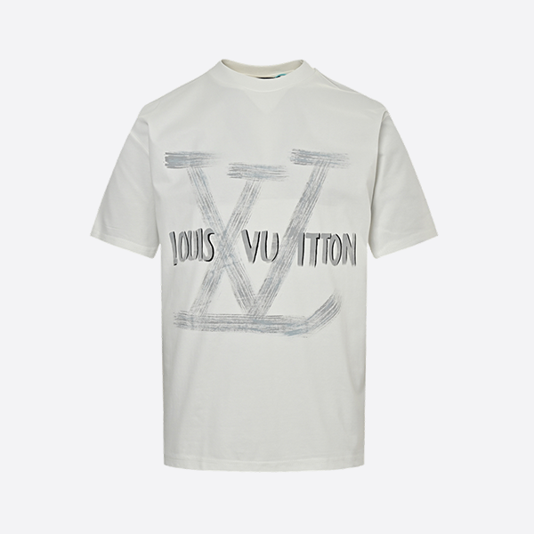 Louis Vuitton 25ss letter graffiti hand-painted print short sleeve