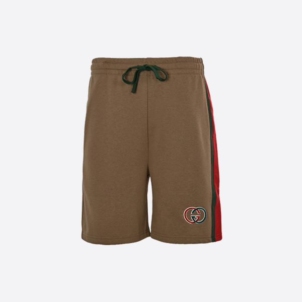 Gucci Side webbing double G embroidered lettering shorts