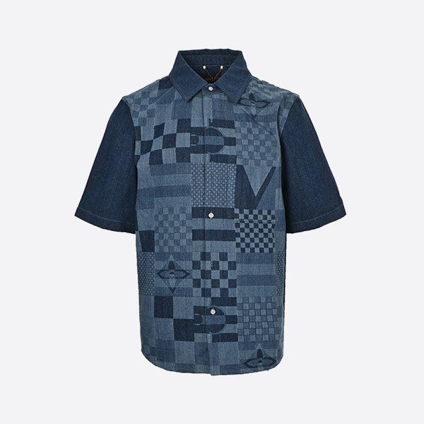 Louis Vuitton Co-branded America's Cup Checkerboard Denim Short Sleeve Shirt