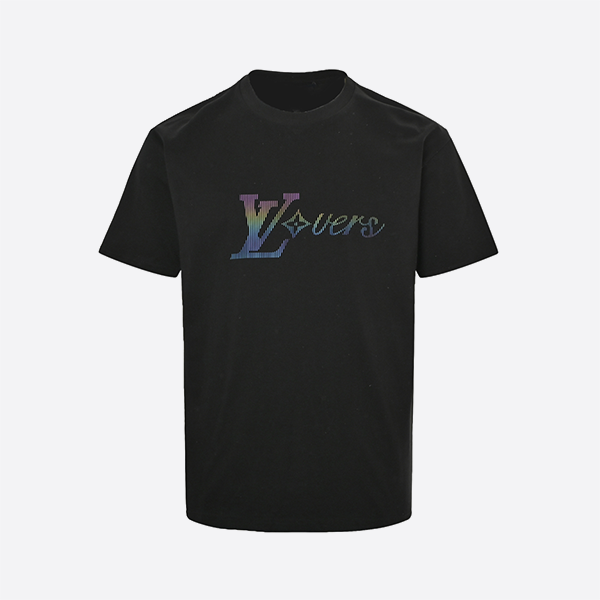 Louis Vuitton 25ss laser gradient vertical stripes three-dimensional print short sleeve