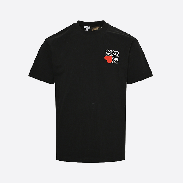 Loewe 24ss heart flocked embroidered logo short sleeves