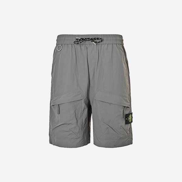 Stone Island Solid Logo Woven Shorts Black