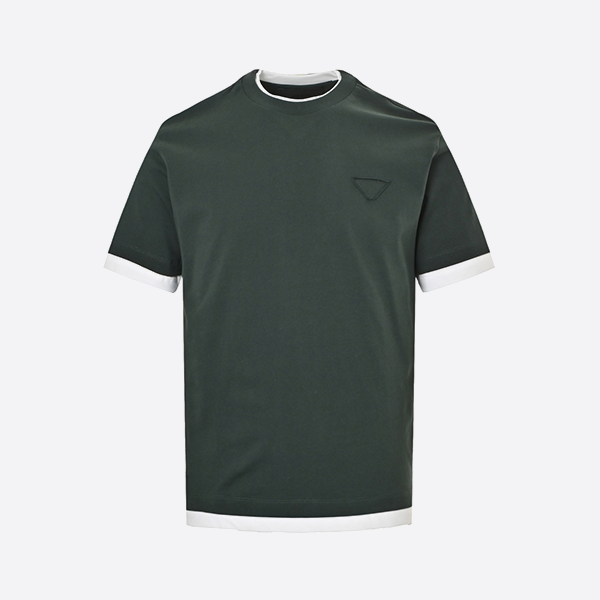 Prada 25ss fake two piece stitching short sleeves