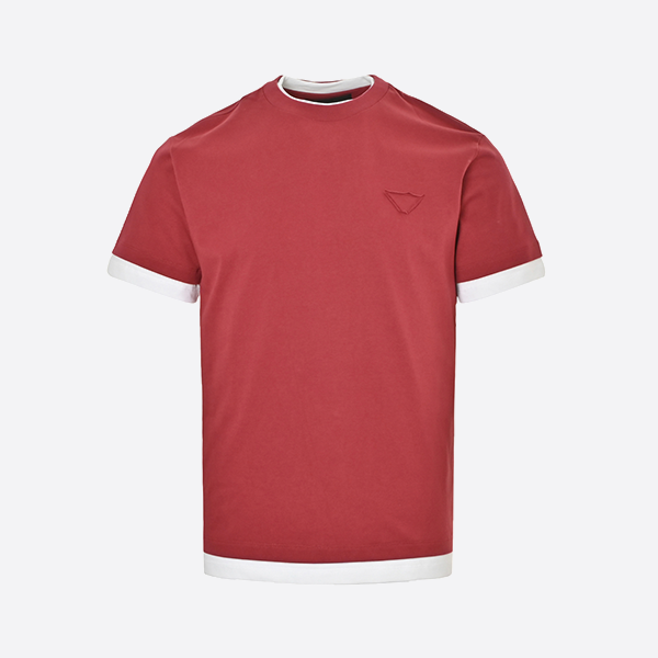 Prada 25ss fake two piece stitching short sleeves